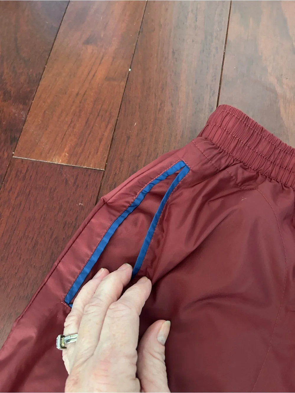 Nike Boy’s Y2K Maroon Athletic Nylon Shorts with Blue Trim 7” Inseam Mesh Lining